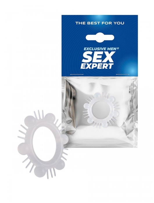 Эластичное эрекционное кольцо с шипиками и шариками - Sex Expert - в Керчи купить с доставкой