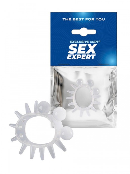 Эластичное эрекционное кольцо с шариками и лучами - Sex Expert - в Керчи купить с доставкой