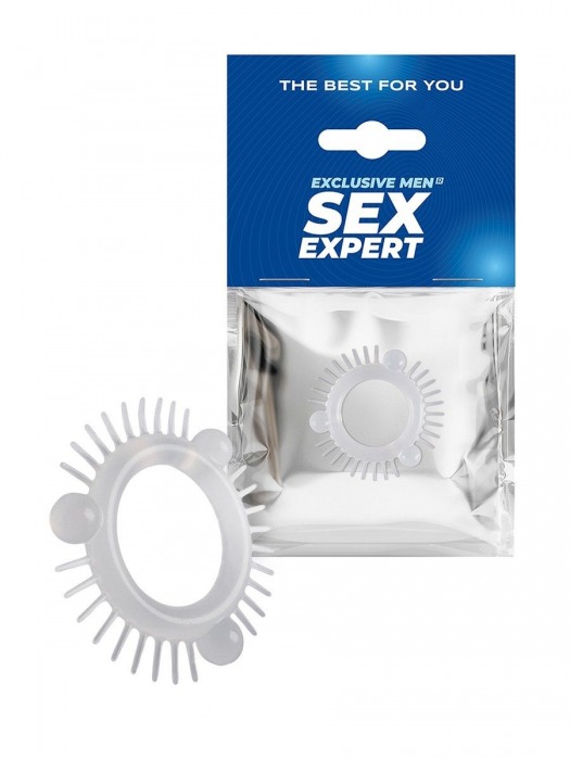 Эластичное эрекционное кольцо с 3 шариками и шипами - Sex Expert - в Керчи купить с доставкой