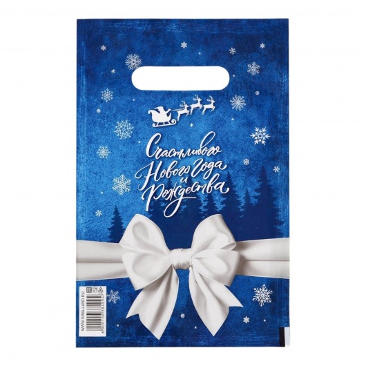 Сине-белый подарочный новогодний пакет с вырубной ручкой (20х30 см) - Сима-Ленд - купить с доставкой в Керчи