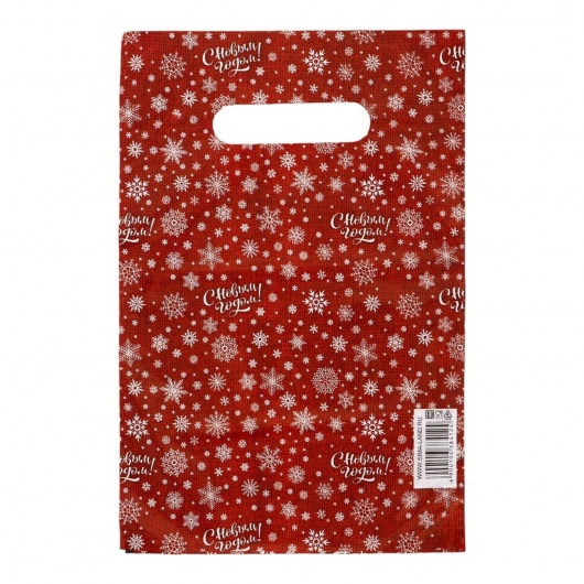 Красный подарочный новогодний пакет с вырубной ручкой (20х30 см) - Сима-Ленд - купить с доставкой в Керчи