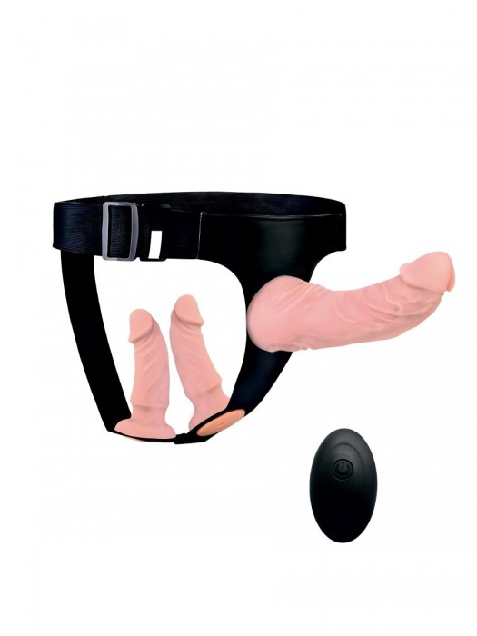Женский страпон с 3 насадками и вибрацией - Erowoman-Eroman - купить с доставкой в Керчи