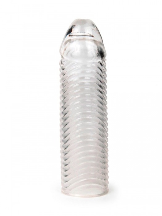 Прозрачная закрытая насадка на пенис с ребрышками - 16 см. - Sex Expert - в Керчи купить с доставкой