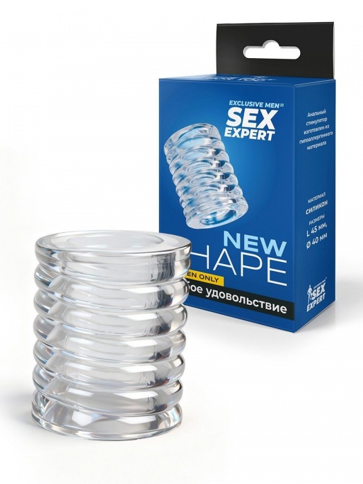 Прозрачная сквозная насадка на пенис с ребрышками - Sex Expert - в Керчи купить с доставкой