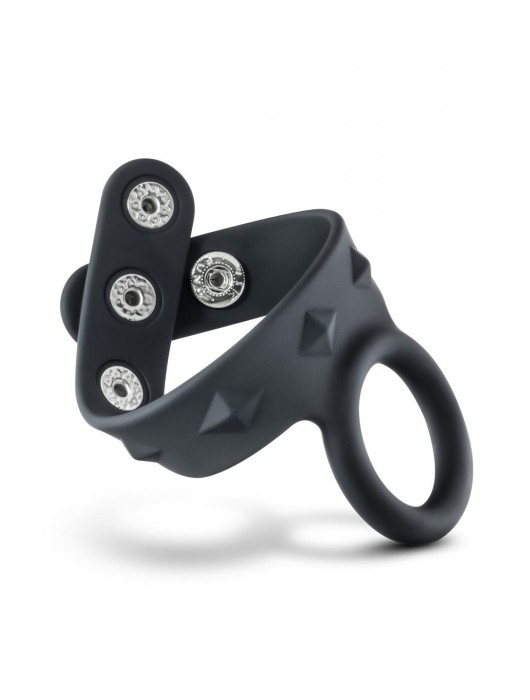 Черное эрекционное кольцо с подхватом мошонки на кнопках VS6 - Blush Novelties - в Керчи купить с доставкой