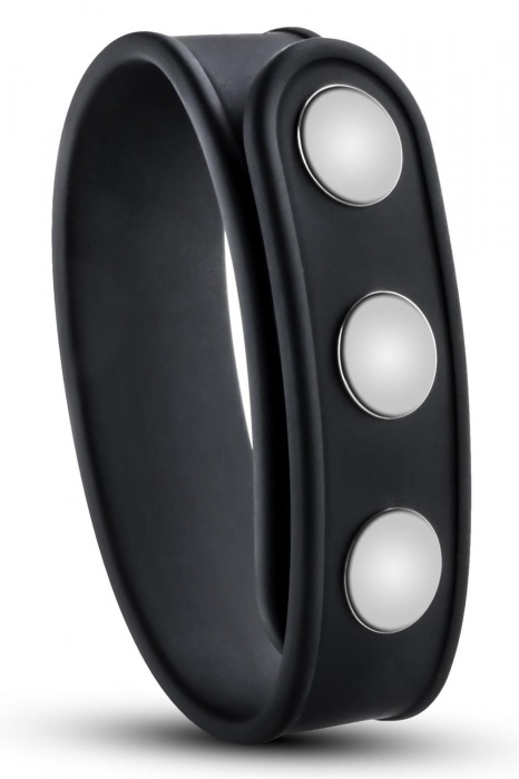 Черное эрекционное кольцо на кнопках - Blush Novelties - в Керчи купить с доставкой