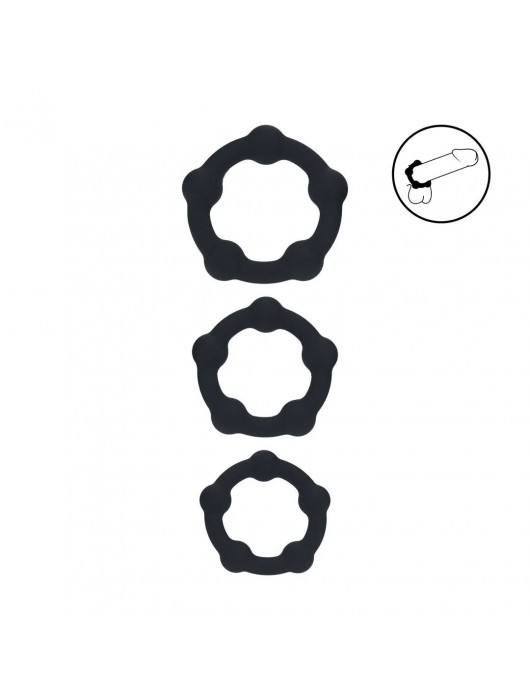Набор из 3 эрекционных колец Beaded Silicone Cockring Set - Shots Media BV - в Керчи купить с доставкой