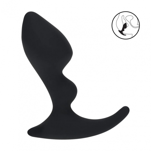 Черная анальная пробка для массажа простаты Double Ripple Silicone Prostate Massager - Shots Media BV - в Керчи купить с доставкой