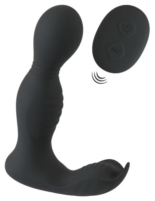 Черная анальная пробка с вибрацией, вращением и пультом ДУ RC Butt Plug with 2 Functions - Orion - в Керчи купить с доставкой