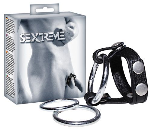 Подхват для мошонки с 3 съемными эрекционными кольцами Leder-Riemen - Orion - в Керчи купить с доставкой