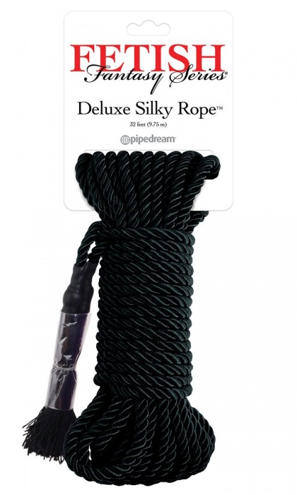 Черная веревка для фиксации Deluxe Silky Rope - 9,75 м. - Pipedream - купить с доставкой в Керчи