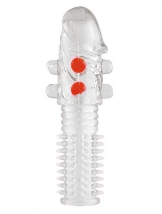 Гелевая прозрачная насадка с шариками и шипами - 14 см. - Toyfa Basic - в Керчи купить с доставкой