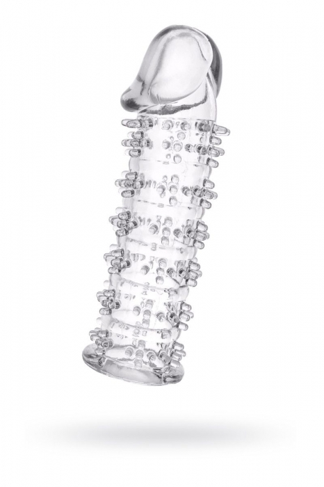 Гелевая прозрачная насадка с шипами - 12 см. - Toyfa Basic - в Керчи купить с доставкой