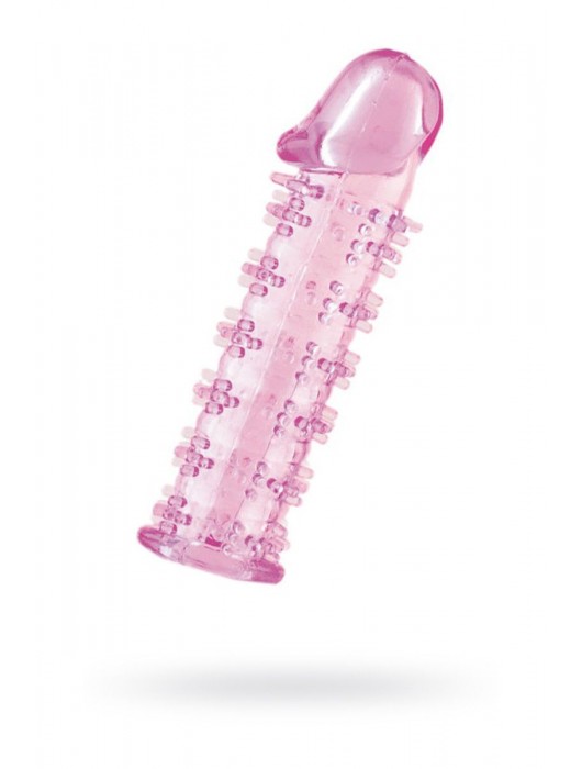 Гелевая розовая насадка на фаллос с шипами - 12 см. - Toyfa Basic - в Керчи купить с доставкой