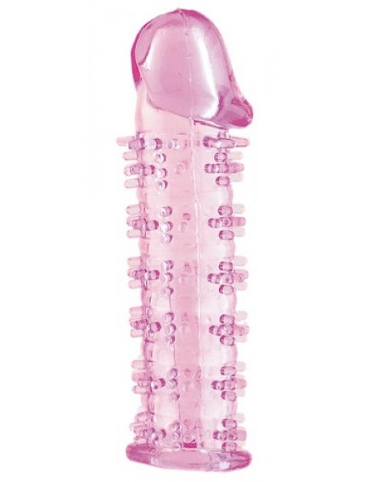 Гелевая розовая насадка на фаллос с шипами - 12 см. - Toyfa Basic - в Керчи купить с доставкой