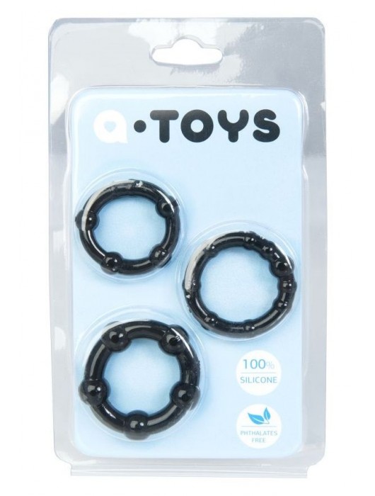Набор из 3 чёрных эрекционных колец A-toys - A-toys - в Керчи купить с доставкой