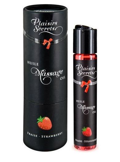Массажное масло с ароматом клубники Huile de Massage Gourmande Fraise des Bois - 59 мл. - Plaisir Secret - купить с доставкой в Керчи