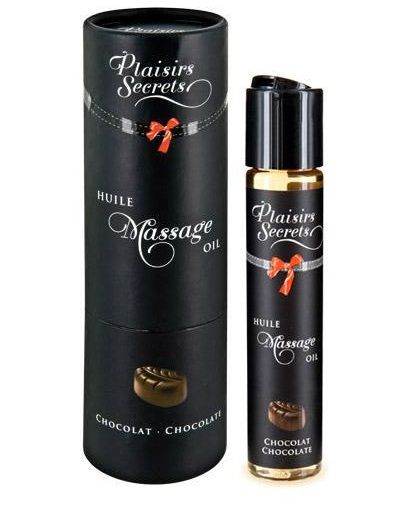 Массажное масло с ароматом шоколада Huile de Massage Gourmande Chocolat - 59 мл. - Plaisir Secret - купить с доставкой в Керчи