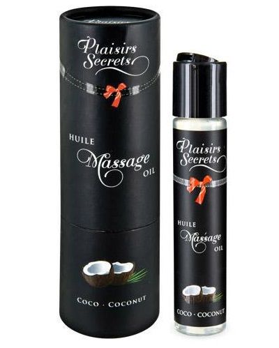 Массажное масло с ароматом кокоса Huile de Massage Gourmande Coco - 59 мл. - Plaisir Secret - купить с доставкой в Керчи