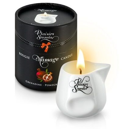 Массажная свеча с ароматом граната Bougie de Massage Gourmande Grenadine - 80 мл. - Plaisir Secret - купить с доставкой в Керчи