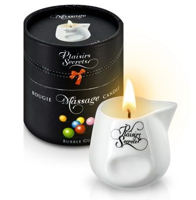 Массажная свеча с ароматом бубль-гума Bougie de Massage Gourmande Bubble Gum - 80 мл. - Plaisir Secret - купить с доставкой в Керчи
