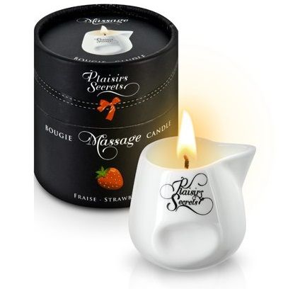Массажная свеча с ароматом клубники Bougie de Massage Gourmande Fraise - 80 мл. - Plaisir Secret - купить с доставкой в Керчи