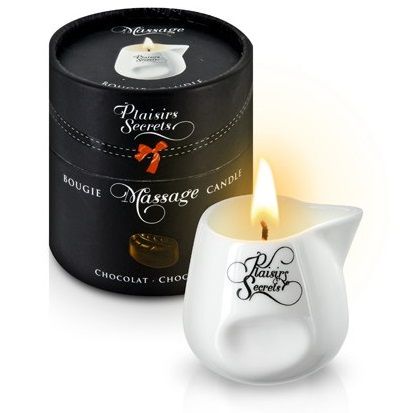 Массажная свеча с ароматом шоколада Bougie de Massage Gourmande Chocolat - 80 мл. - Plaisir Secret - купить с доставкой в Керчи