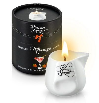 Массажная свеча с ароматом клубничного дайкири Bougie de Massage Daikiri Fraise - 80 мл. - Plaisir Secret - купить с доставкой в Керчи