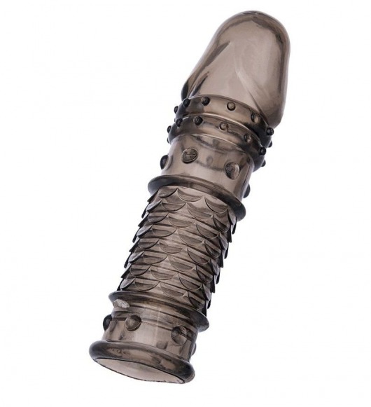 Дымчатая закрытая насадка ToyFa XLover с чешуйками и пупырышками - 13,5 см. - ToyFa - в Керчи купить с доставкой