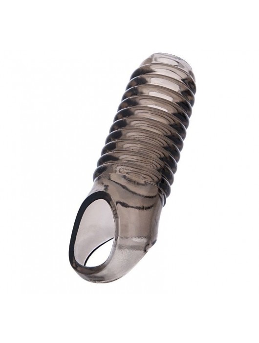 Дымчатая насадка с рёбрышками и подхватом мошонки ToyFa XLover - 12,5 см. - ToyFa - в Керчи купить с доставкой
