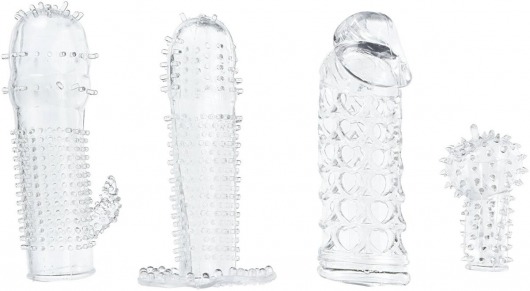 Набор из 4 насадок на член Pleasured Penis Enhancement Sleeve 4 Pack - XR Brands - в Керчи купить с доставкой