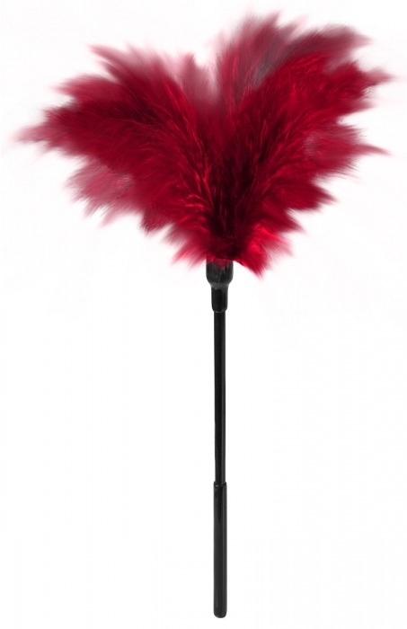 Пластиковая метелочка с красными пёрышками Small Feather Tickler - 32 см. - Blush Novelties - купить с доставкой в Керчи