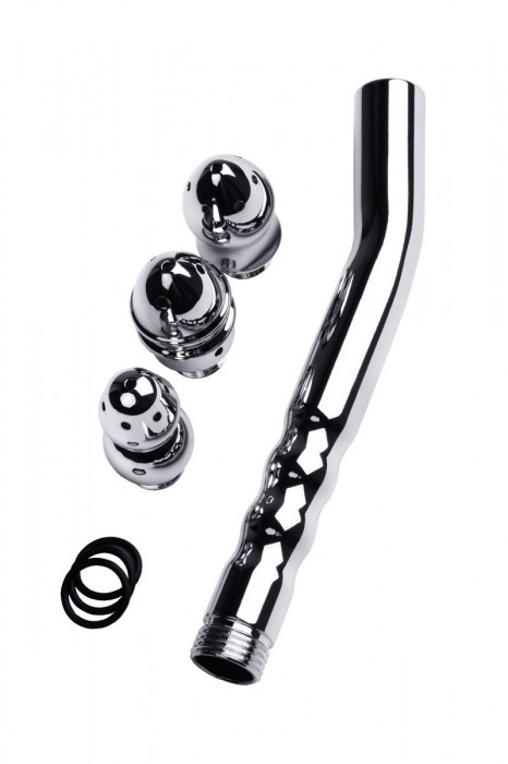 Металлический анальный душ с тремя насадками - ToyFa - купить с доставкой в Керчи