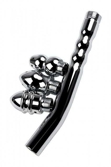 Металлический анальный душ с тремя насадками - ToyFa - купить с доставкой в Керчи