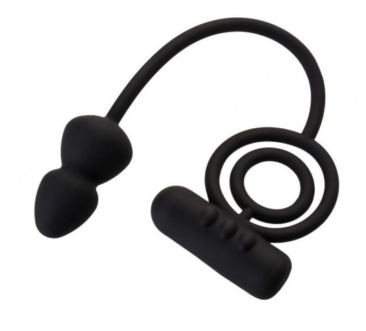 Чёрное эрекционное кольцо с вибропулькой и анальным хвостом - Erotist Adult Toys - в Керчи купить с доставкой