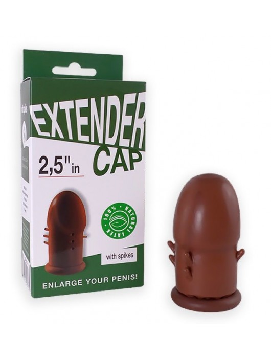 Коричневый латексный удлинитель пениса 2.5 in с шипиками - Sitabella - в Керчи купить с доставкой