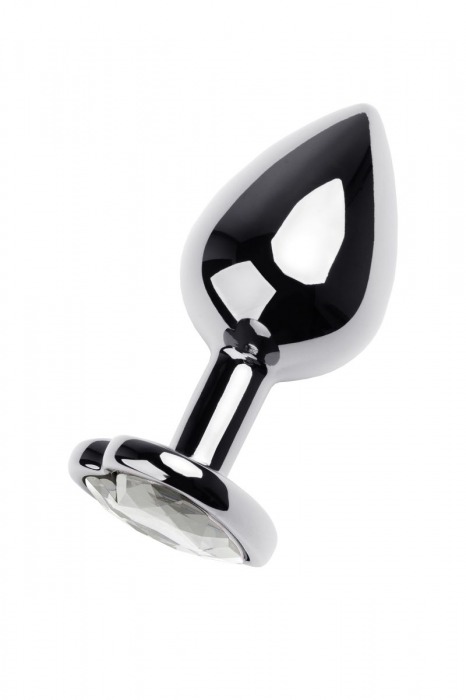 Серебристая анальная пробка с прозрачным кристаллом-сердцем - 8 см. - ToyFa - купить с доставкой в Керчи