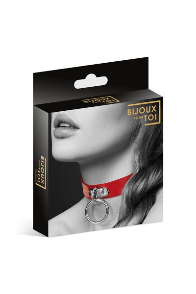 Красный узенький чокер с кольцом - Bijoux Pour Toi - купить с доставкой в Керчи
