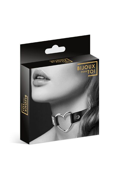 Чёрный чокер с кольцом в форме сердца - Bijoux Pour Toi - купить с доставкой в Керчи