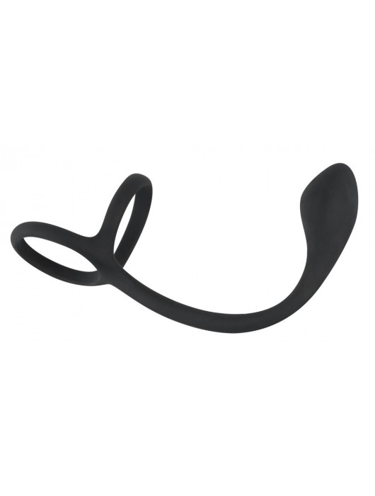 Эрекционное кольцо с утяжкой на мошонку и анальным плаг Black Velvets - Orion - в Керчи купить с доставкой