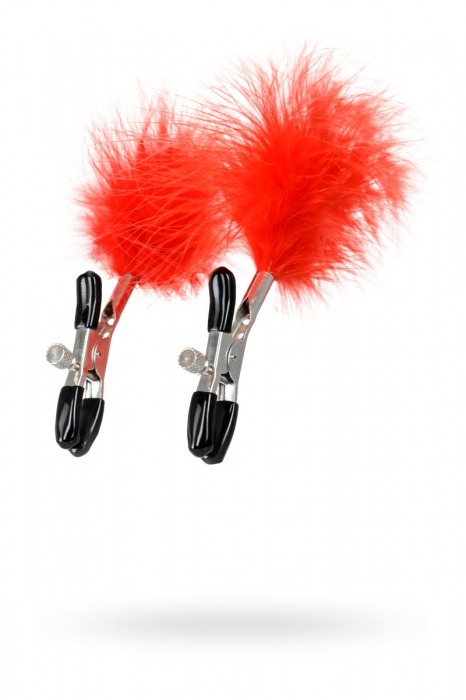 Зажимы для сосков с красным пухом Theatre - ToyFa - купить с доставкой в Керчи
