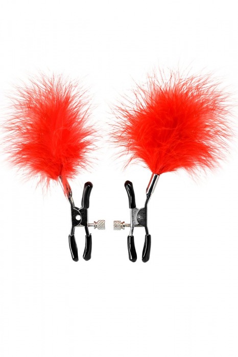 Зажимы для сосков с красным пухом Theatre - ToyFa - купить с доставкой в Керчи